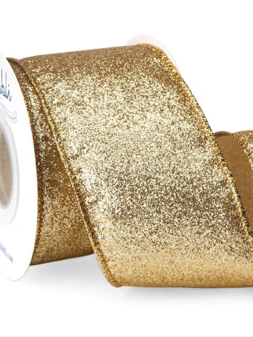 Gold Glitter Wired Ribbon for Party Decor - 2.5in x 10yd. NWT.